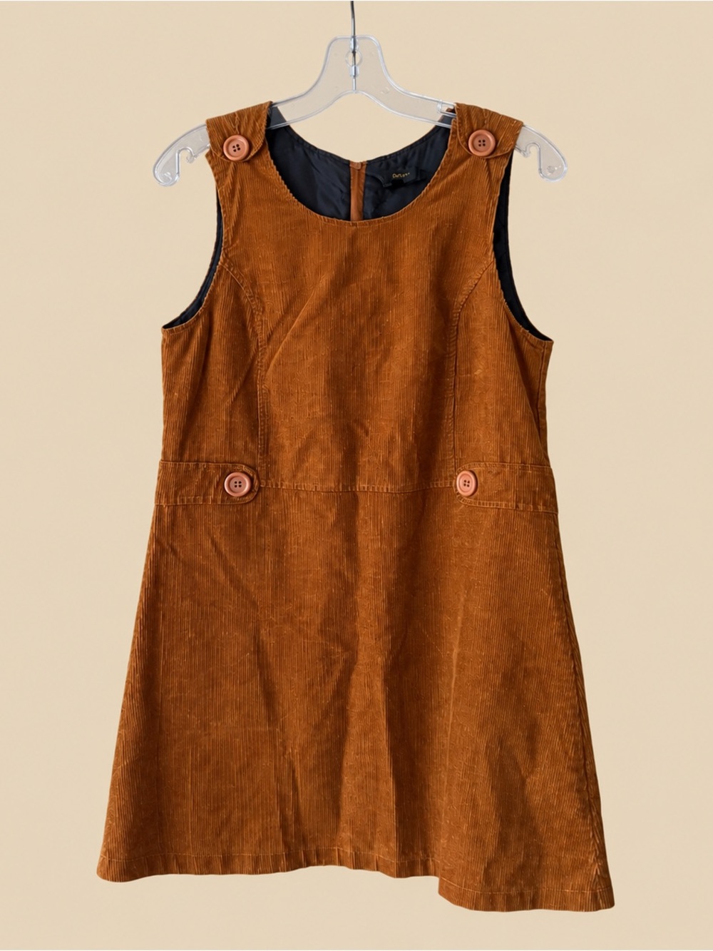 Tan Corduroy Pinafore Dress POP England M